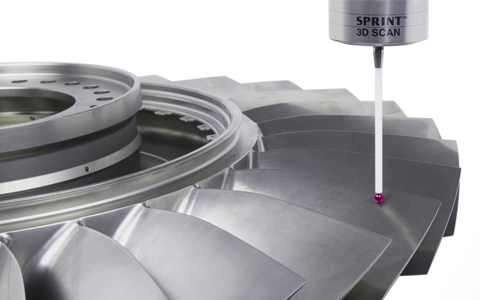 OSP60 probe with SPRINT™ technology scanning a blade component